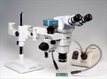 The MICROTEC stereomicroscope inspection system incorporating ergo head, long arm stand and 9Mp CMOS camera
